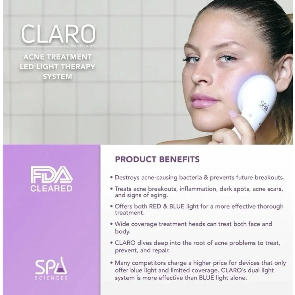 CLARO Acne Treatment Light Therapy‎ System by SPA Sciences, Blue & Red LED